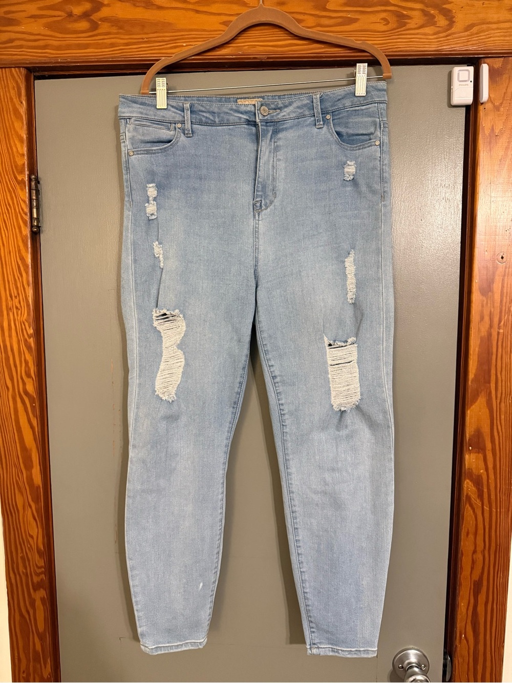 Celebrity Pink Light Blue Distressed Skinny Jeans